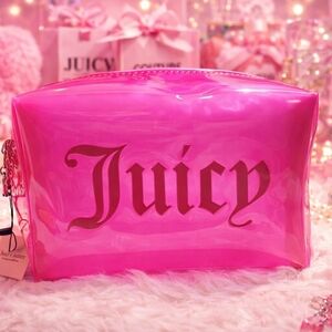 Juicy Couture Hot Pink Jelly Bag | Y2K Glam Cosmetic + Mini Travel Pouch
